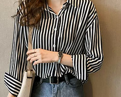 寬鬆條紋襯衫