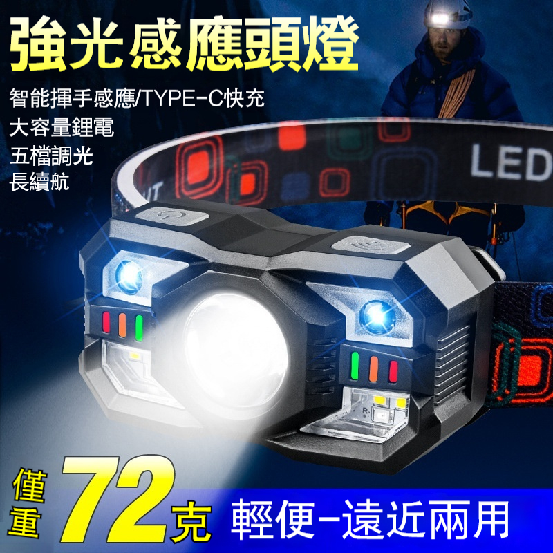 爆閃强光感應頭燈