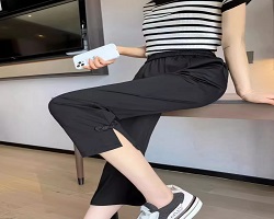 冰絲國風九分褲