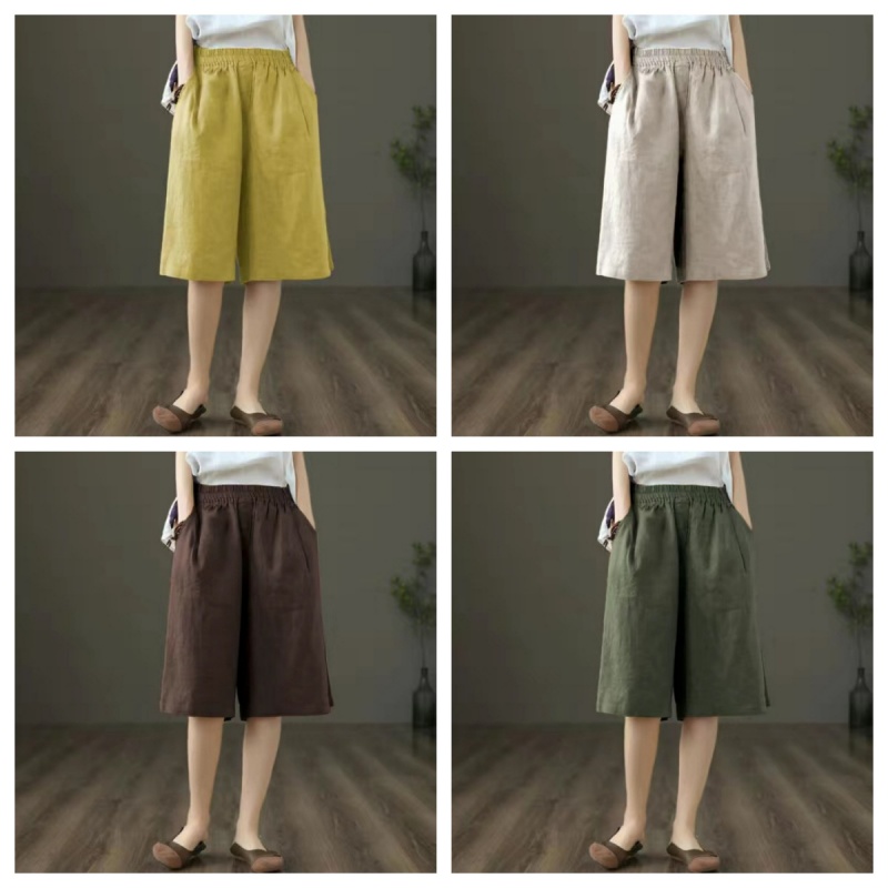 亞麻五分褲
