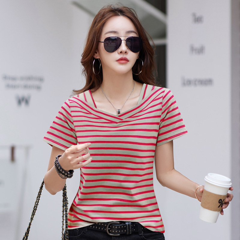 條紋短袖T卹衫
