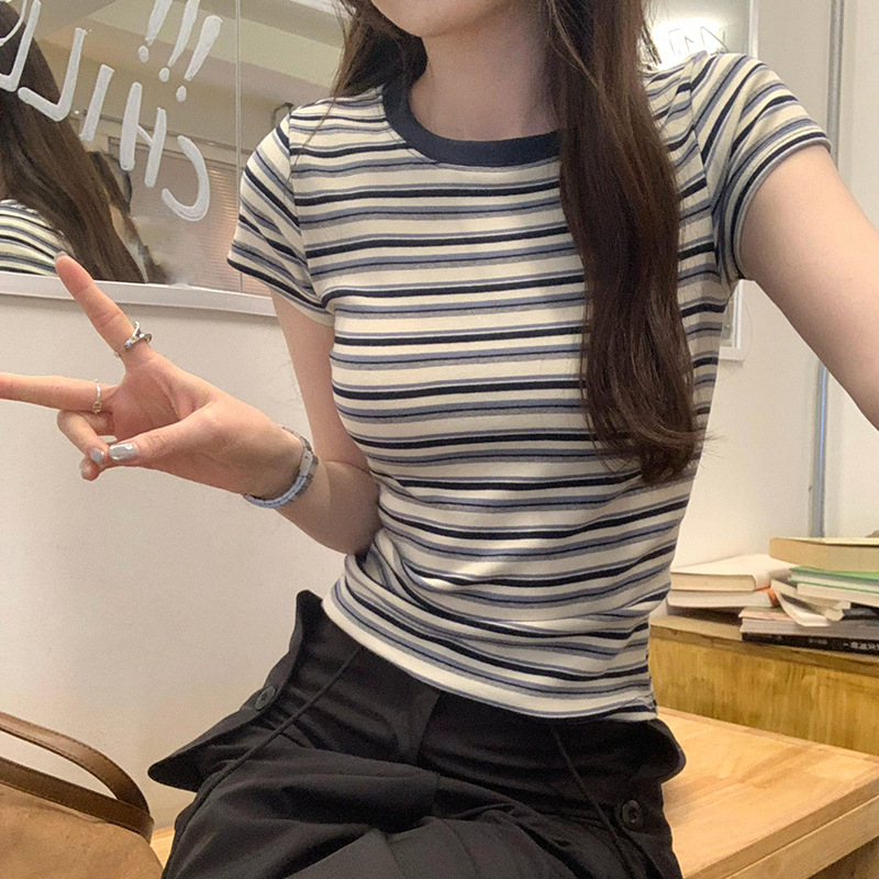 復古條紋短袖