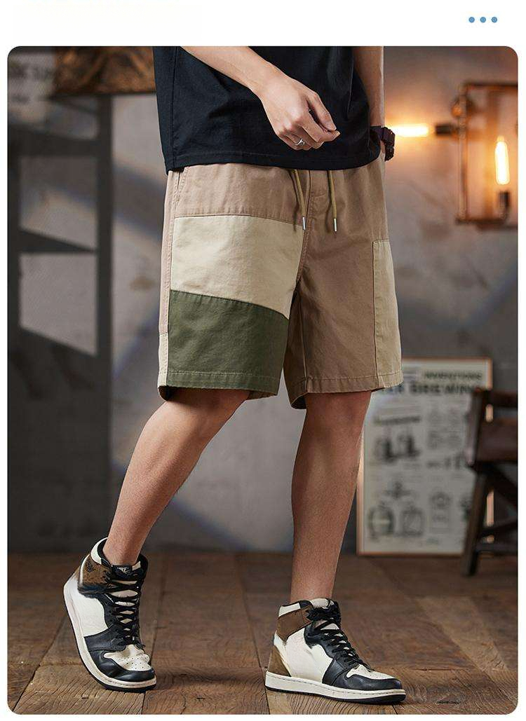 工裝拼接短褲