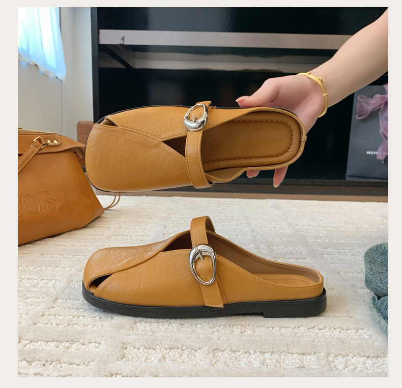 時尚方頭半拖鞋