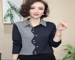 時尚拼色翻領衫